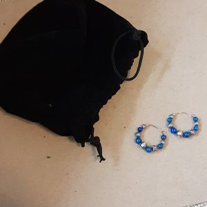 Southwestern Sterling Gemstone Bead Hoop Earrings